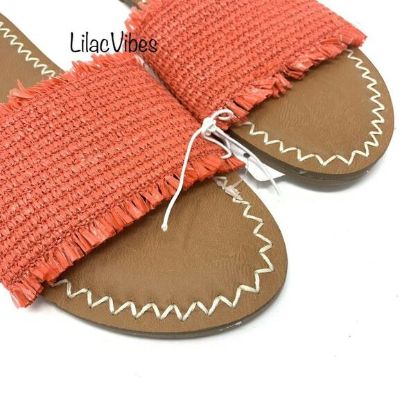 Universal Thread Luciana Woven Slide Sandals Red Women's Size 11 - Picture 2 of 6